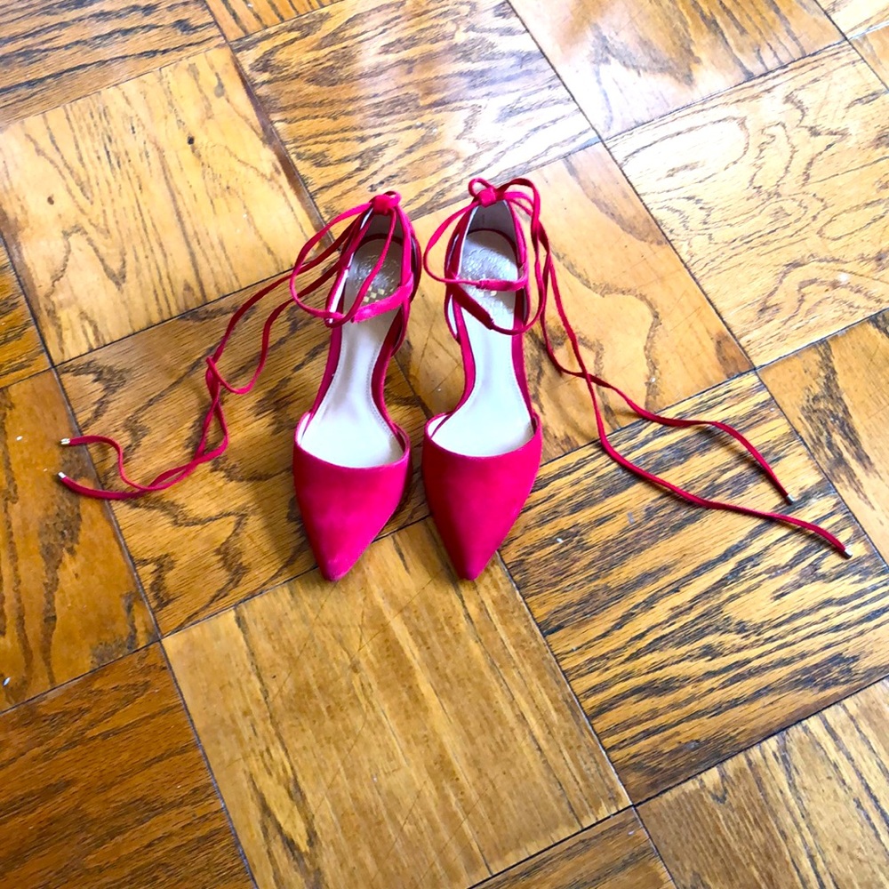 Red suede heels
